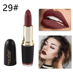 New MISS ROSE Lipstick Matte Waterproof Velvet Lip Stick 18 Colors Sexy Red Brown Pigments Makeup Matte Lipsticks Beauty Lips