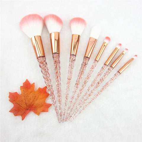 8pcs Red Glitter Diamond Brush Crystal Makeup Brushes Set Foundation Blending Power Eyeshadow Brush Cosmetic Beauty Make Up Tool