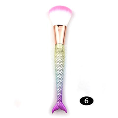 6PCS Mermaid Makeup Brushes Set Eyeshadow Eyeliner Blush Blending Contour Foundation Cosmetic Beauty Make Up Brush Tools Kit