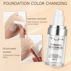 TLM 30ml Color Changing Liquid Foundation Oil-control Concealer Cream  Hydrating Long Lasting Makeup Foundation TSLM1