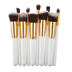 10 Pcs Silver/Golden Makeup Brushes Set Cosmetics Foundation