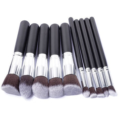 10 Pcs Silver/Golden Makeup Brushes Set Cosmetics Foundation