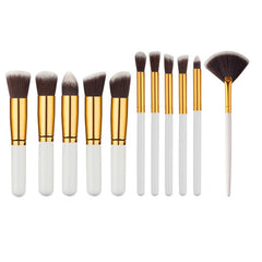 10 Pcs Silver/Golden Makeup Brushes Set Cosmetics Foundation