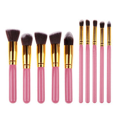 10 Pcs Silver/Golden Makeup Brushes Set Cosmetics Foundation