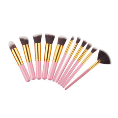 10 Pcs Silver/Golden Makeup Brushes Set Cosmetics Foundation