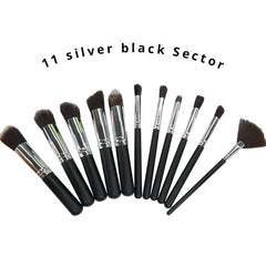 10 Pcs Silver/Golden Makeup Brushes Set Cosmetics Foundation