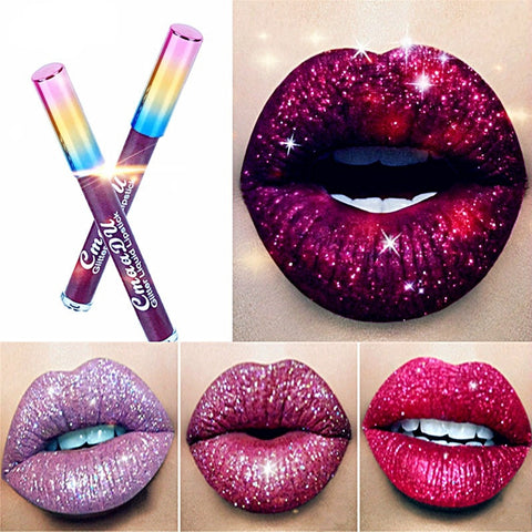 Glitter Lips Make Up Liquid Lipstick Waterproof Long Lasting Shimmer Red Lip Pink Women Lipsticks