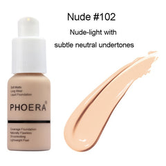 PHOERA Foundation Cream Mineral Whitening Long Wear Oil Control Concealer Liquid Foundation Soft Matte Facial Base Cream TSLM1