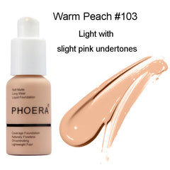 PHOERA Foundation Cream Mineral Whitening Long Wear Oil Control Concealer Liquid Foundation Soft Matte Facial Base Cream TSLM1