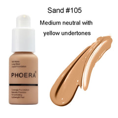 PHOERA Foundation Cream Mineral Whitening Long Wear Oil Control Concealer Liquid Foundation Soft Matte Facial Base Cream TSLM1