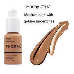 PHOERA Foundation Cream Mineral Whitening Long Wear Oil Control Concealer Liquid Foundation Soft Matte Facial Base Cream TSLM1