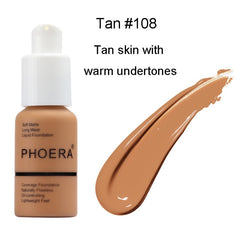 PHOERA Foundation Cream Mineral Whitening Long Wear Oil Control Concealer Liquid Foundation Soft Matte Facial Base Cream TSLM1