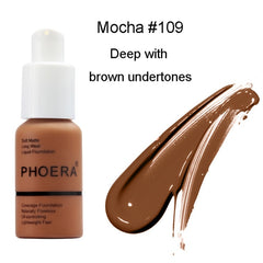 PHOERA Foundation Cream Mineral Whitening Long Wear Oil Control Concealer Liquid Foundation Soft Matte Facial Base Cream TSLM1