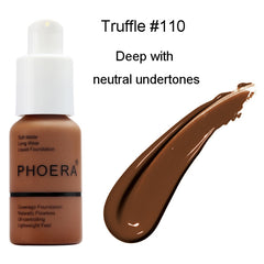 PHOERA Foundation Cream Mineral Whitening Long Wear Oil Control Concealer Liquid Foundation Soft Matte Facial Base Cream TSLM1