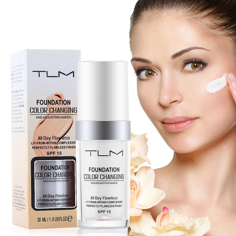 TLM 30ML Magic Color Changing Liquid Foundation Makeup Base Nude Face Cover Concealer Long Lasting Makeup Skin Tone Foundation