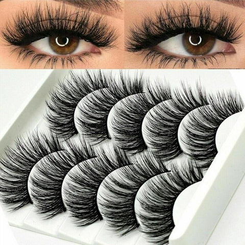 5Pair Mink Hair False Eyelashes Natural Cross False Eyelashes Long Messy