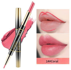 14 Color Double-end Matte Lipstick Waterproof Lipliner Long Lasting Moisturizer Velvet Glossy Lip Liner Stick Pencil maquiagem